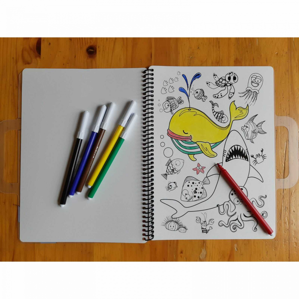Caiet reutilizabil de desenat pentru colorat cu 12 pagini, cu tortita. [4]