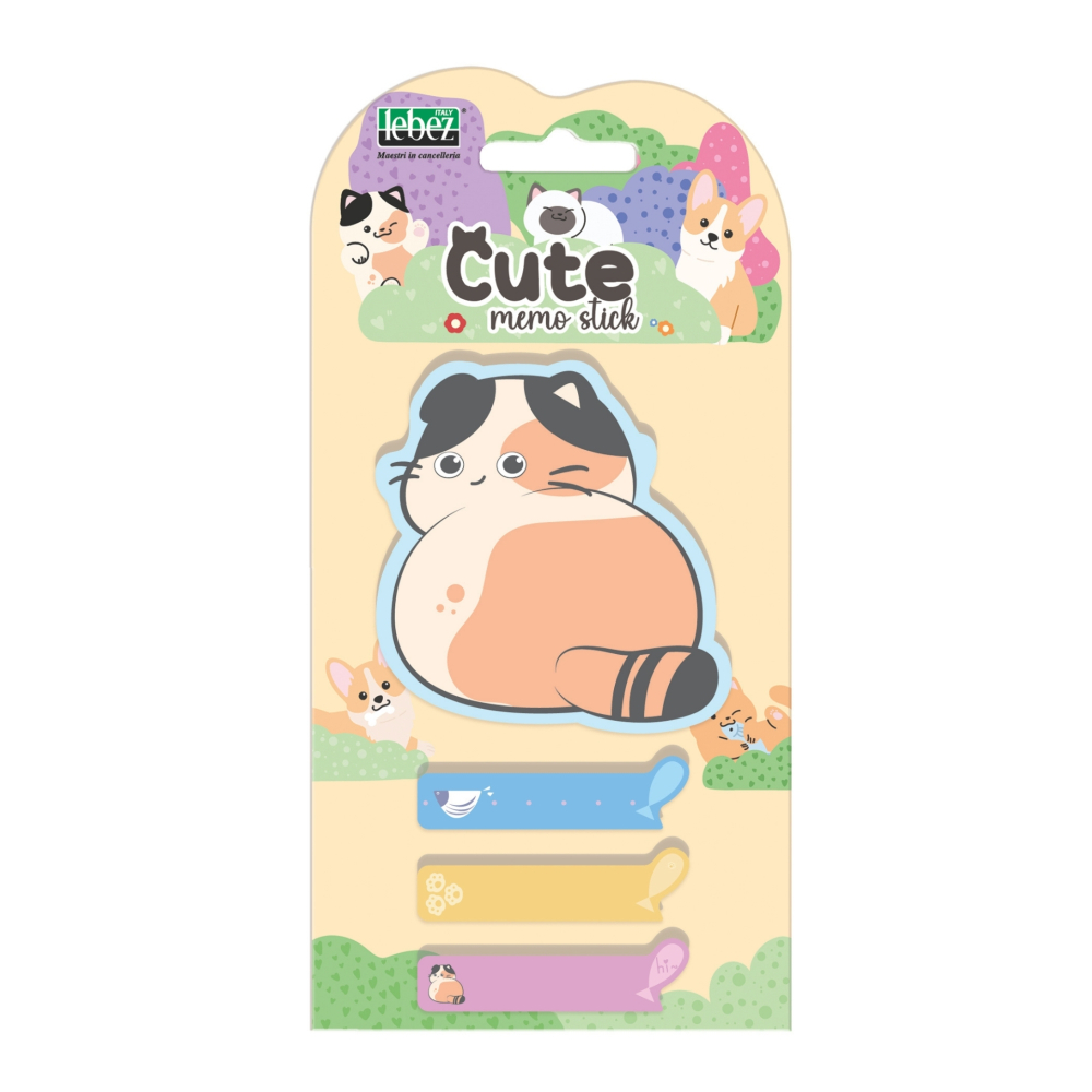 Bloc notes adeziv +  3 index, Pisica Cute, 6 modele (96 blistere/display), copii varsta 3 ani+,6 ani+,8 ani+ [3]