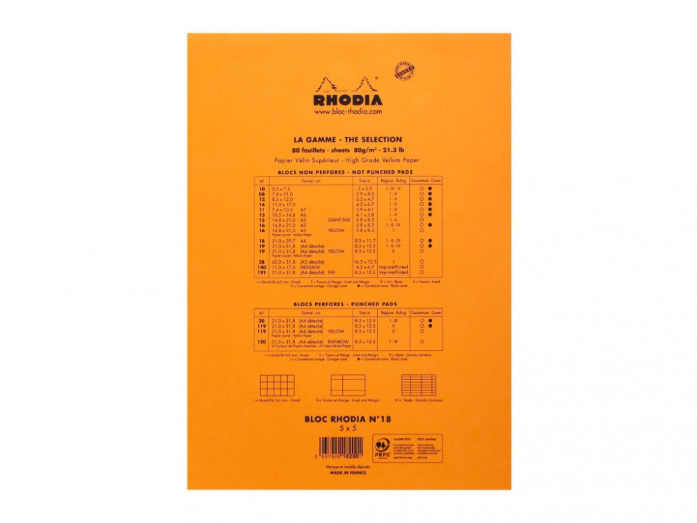 Blocnotes A4, capsat, 80 file, N°18, Rhodia Basic, orange [3]