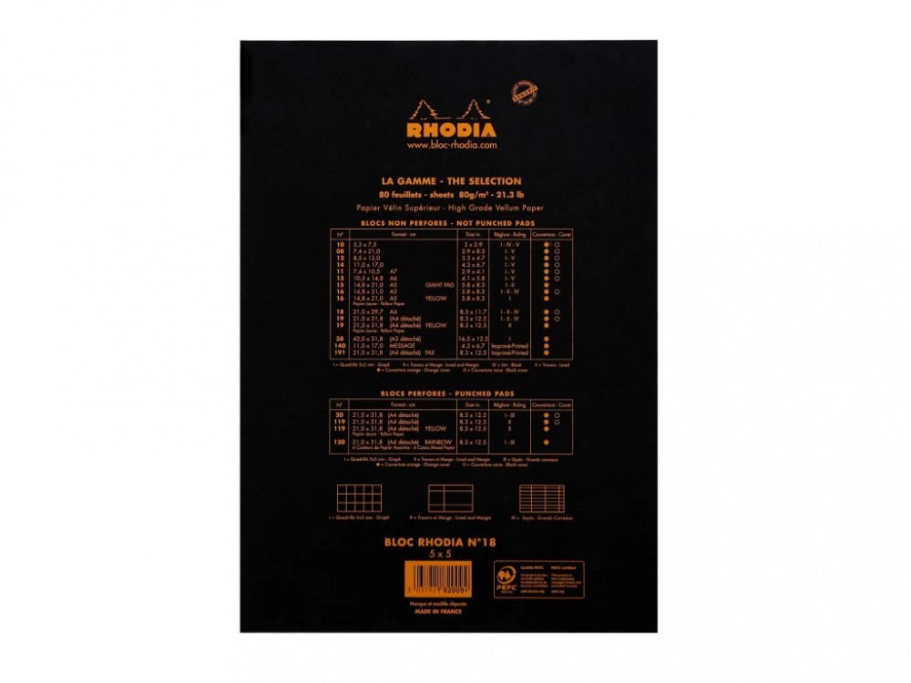 Blocnotes A4, capsat, 80 file, N°18, Rhodia black [3]