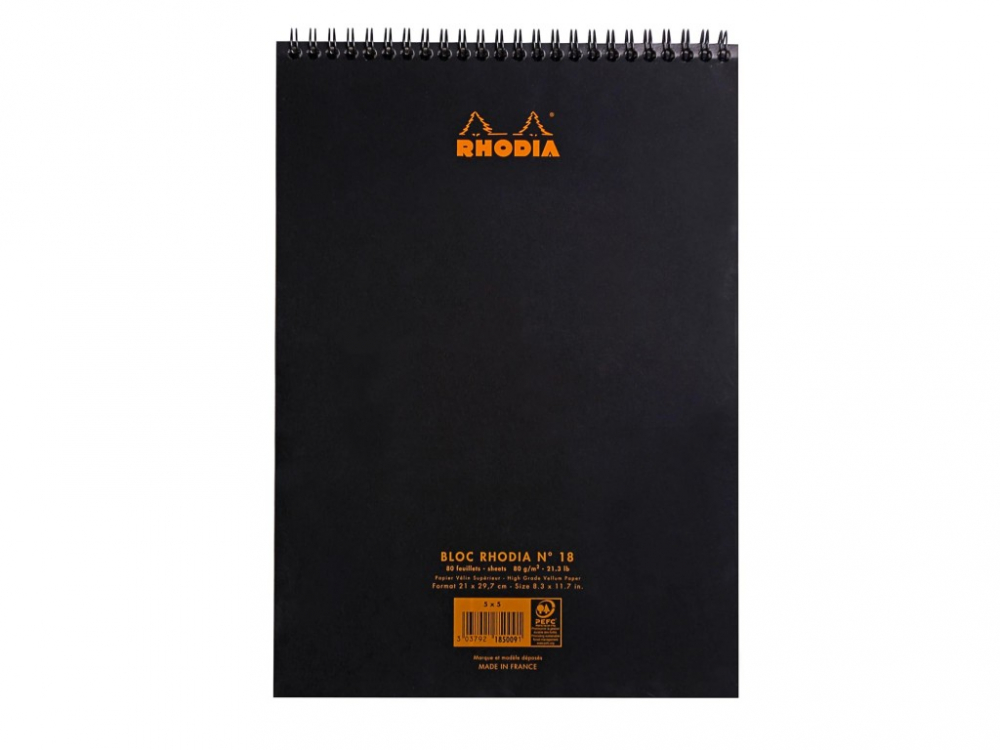 Blocnotes A4, spirală 80 file, Rhodia Classic, black [3]