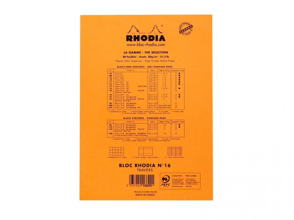 Blocnotes A5, capsat, 80 file, N°16, Rhodia Basic, orange [3]