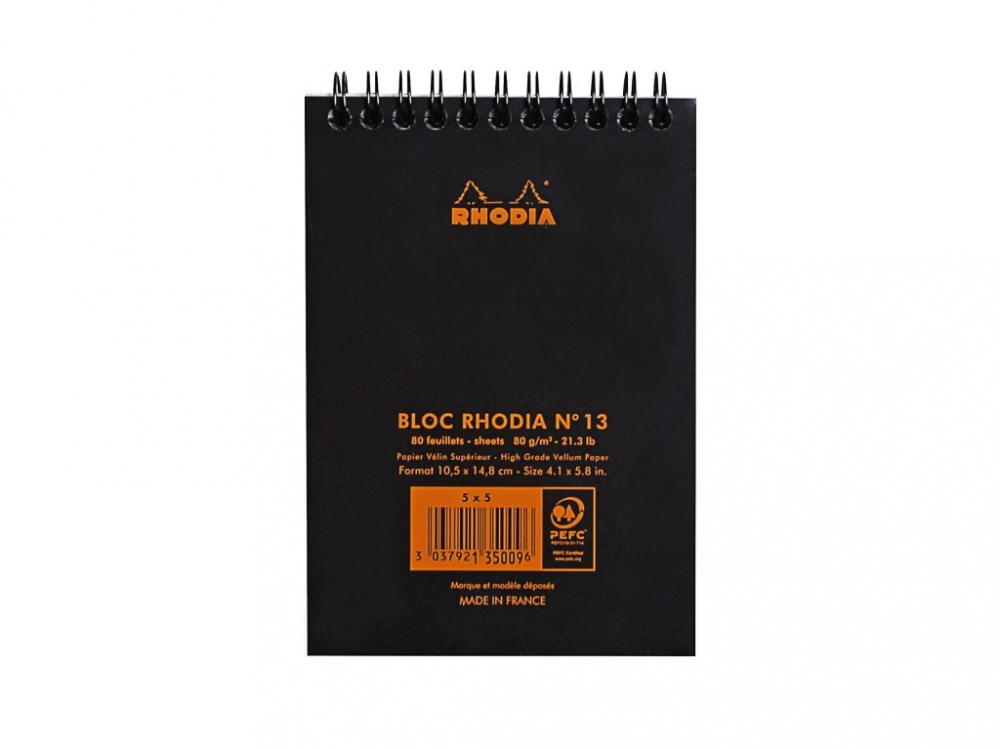 Blocnotes A6, spirală, 80 file, Rhodia Classic, black [3]