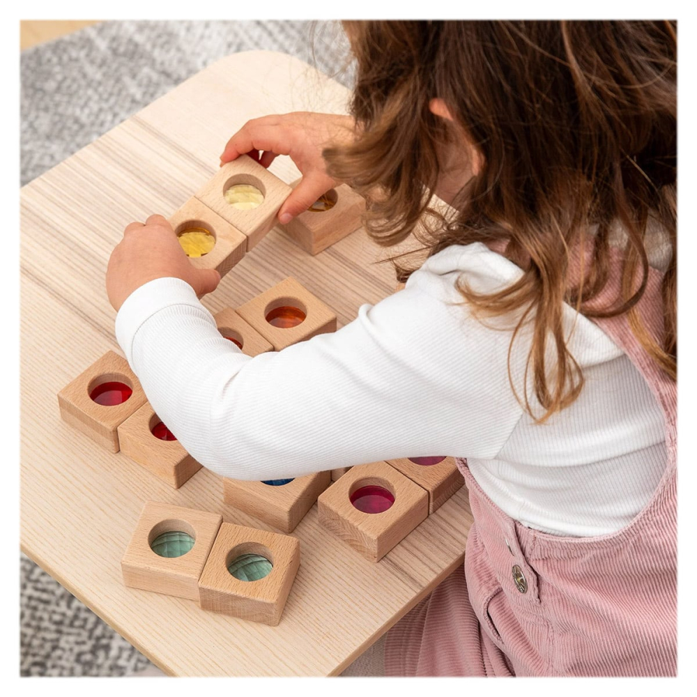 Blocuri caleidoscop din lemn cu insertii acrilice, Tickit, copii varsta 2-10 ani [3]