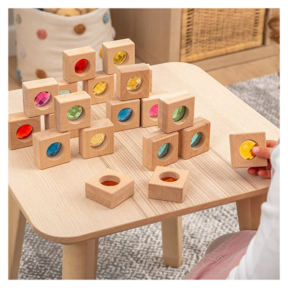 Blocuri caleidoscop din lemn cu insertii acrilice, Tickit, copii varsta 2-10 ani [5]