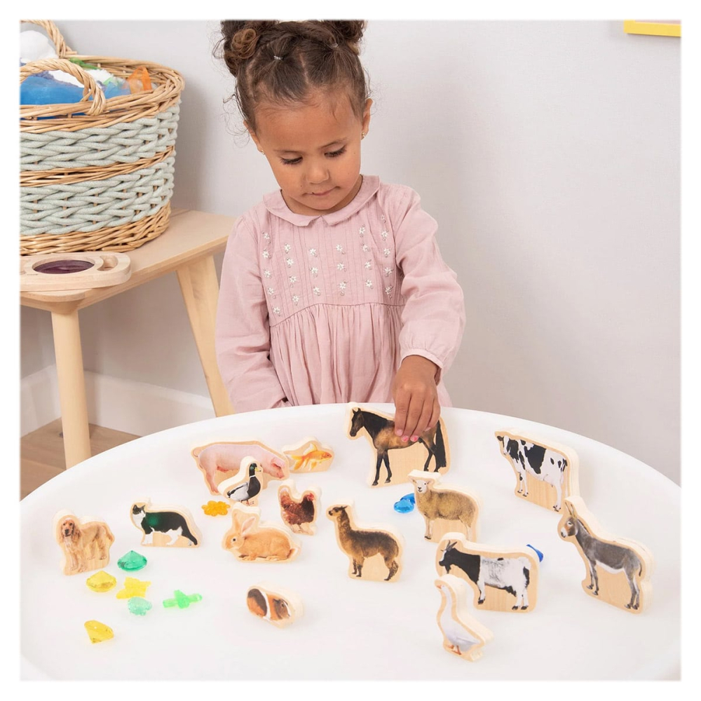 Blocuri din lemn cu animale domestice, 15 piese, copii varsta 1-7 ani [3]