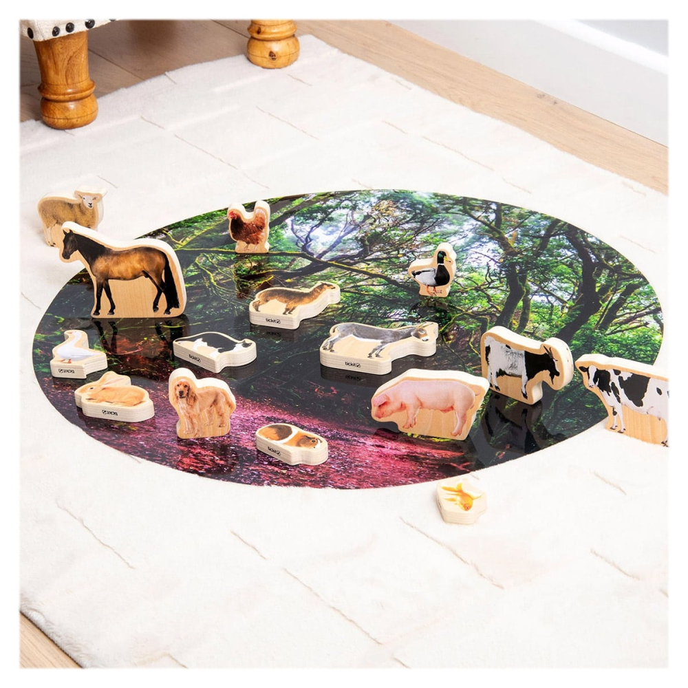 Blocuri din lemn cu animale domestice, 15 piese, copii varsta 1-7 ani [5]