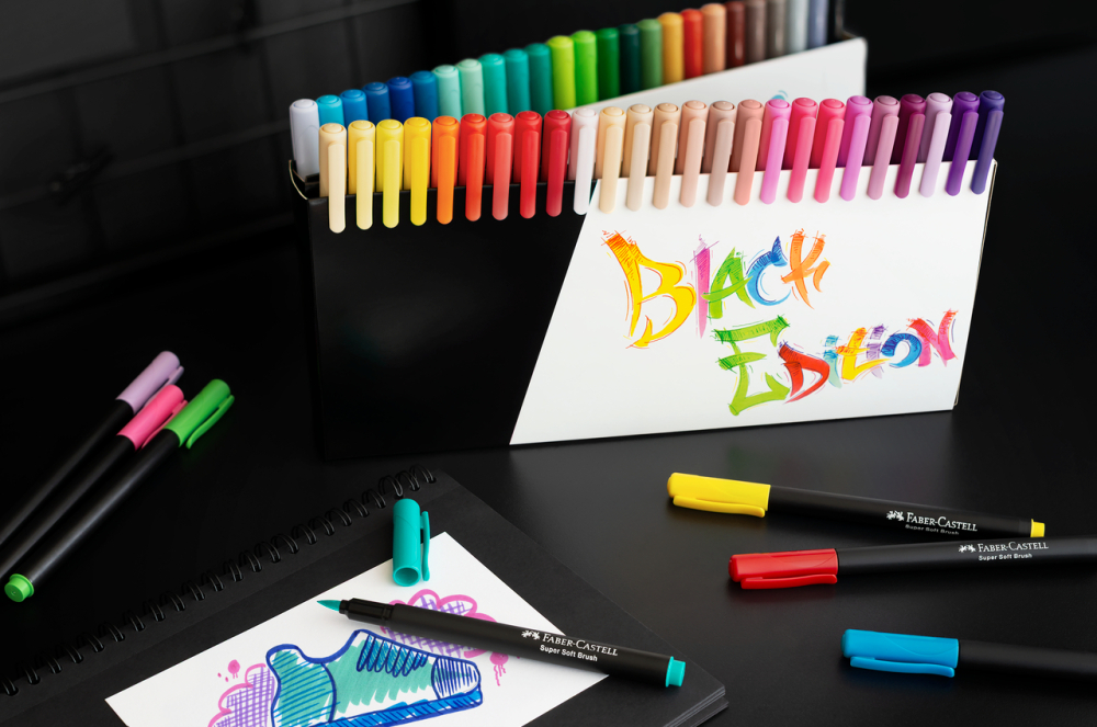 Brush pens black edition set 50 culori faber-castell [4]