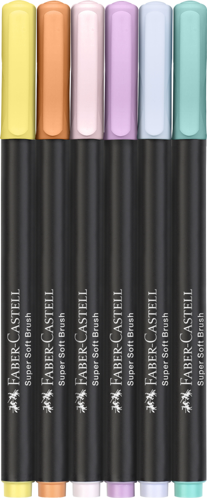 Brush pens black edition set 6 culori pastel faber-castell [2]