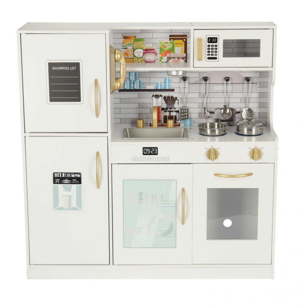 Bucatarie Copii din Lemn cu Frigider, Alb, Design Deluxe - Micostore.ro [4]