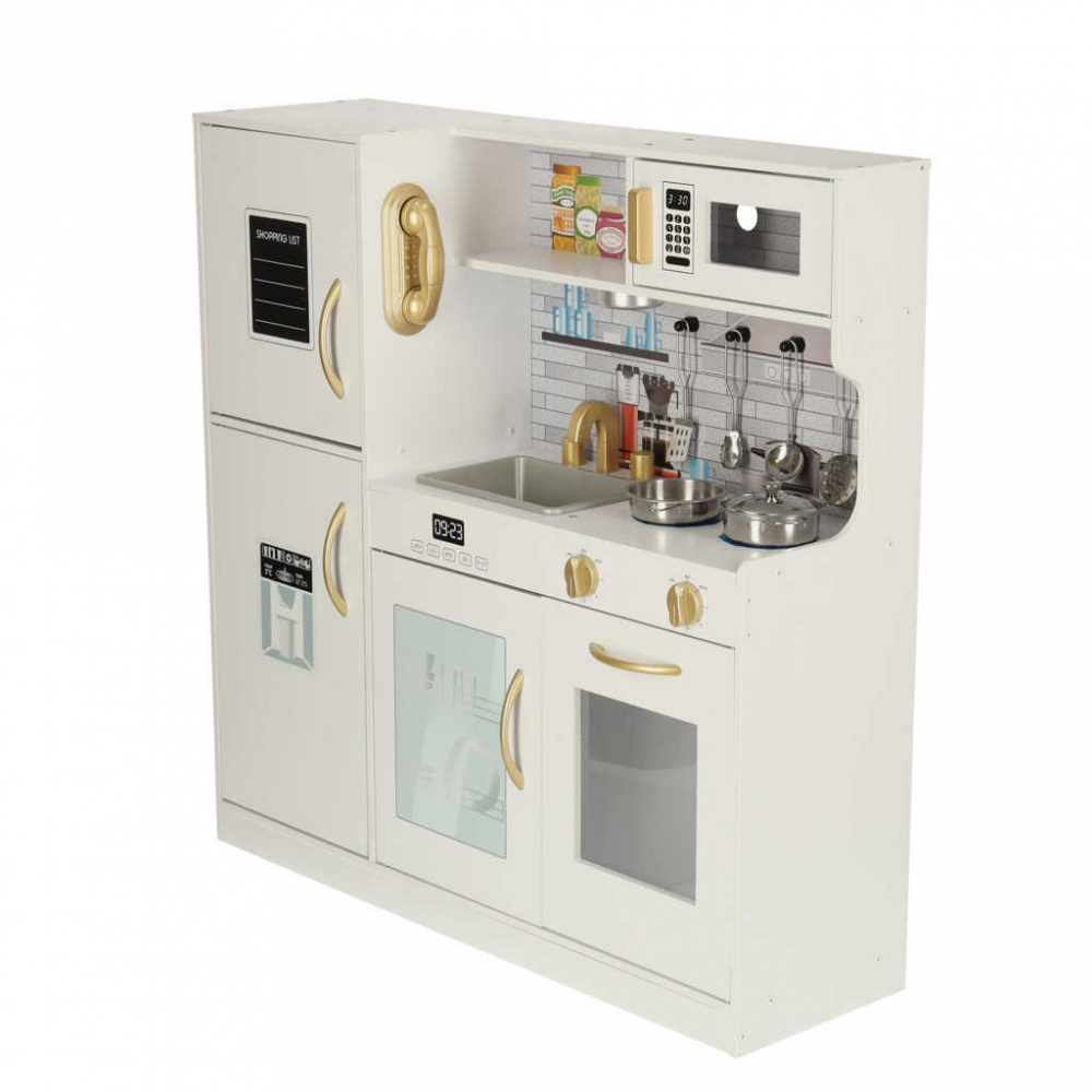 Bucatarie Copii din Lemn cu Frigider, Alb, Design Deluxe - Micostore.ro [3]