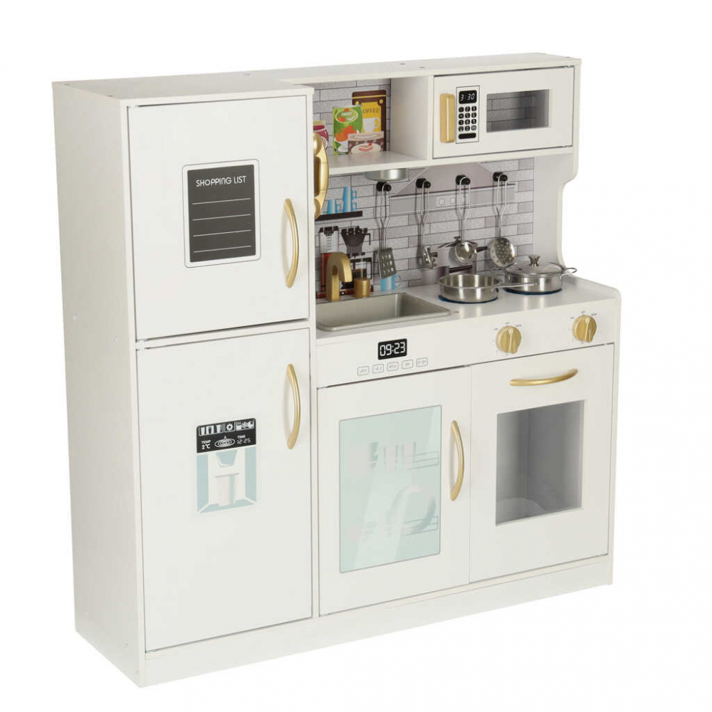 Bucatarie Copii din Lemn cu Frigider, Alb, Design Deluxe - Micostore.ro [2]