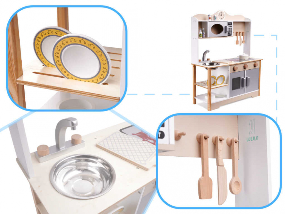Bucatarie Copii din Lemn, cu Accesorii Incluse, 85 cm - Micostore.ro [2]