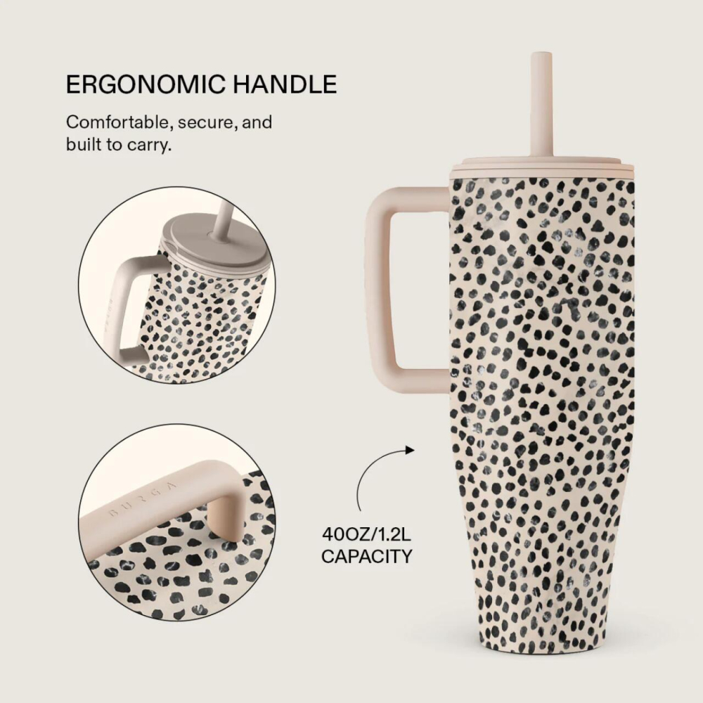 Burga Cana Termos Almond Latte 1.2 L cu capac anti scurgeri si pai reutilizabil, inox [2]