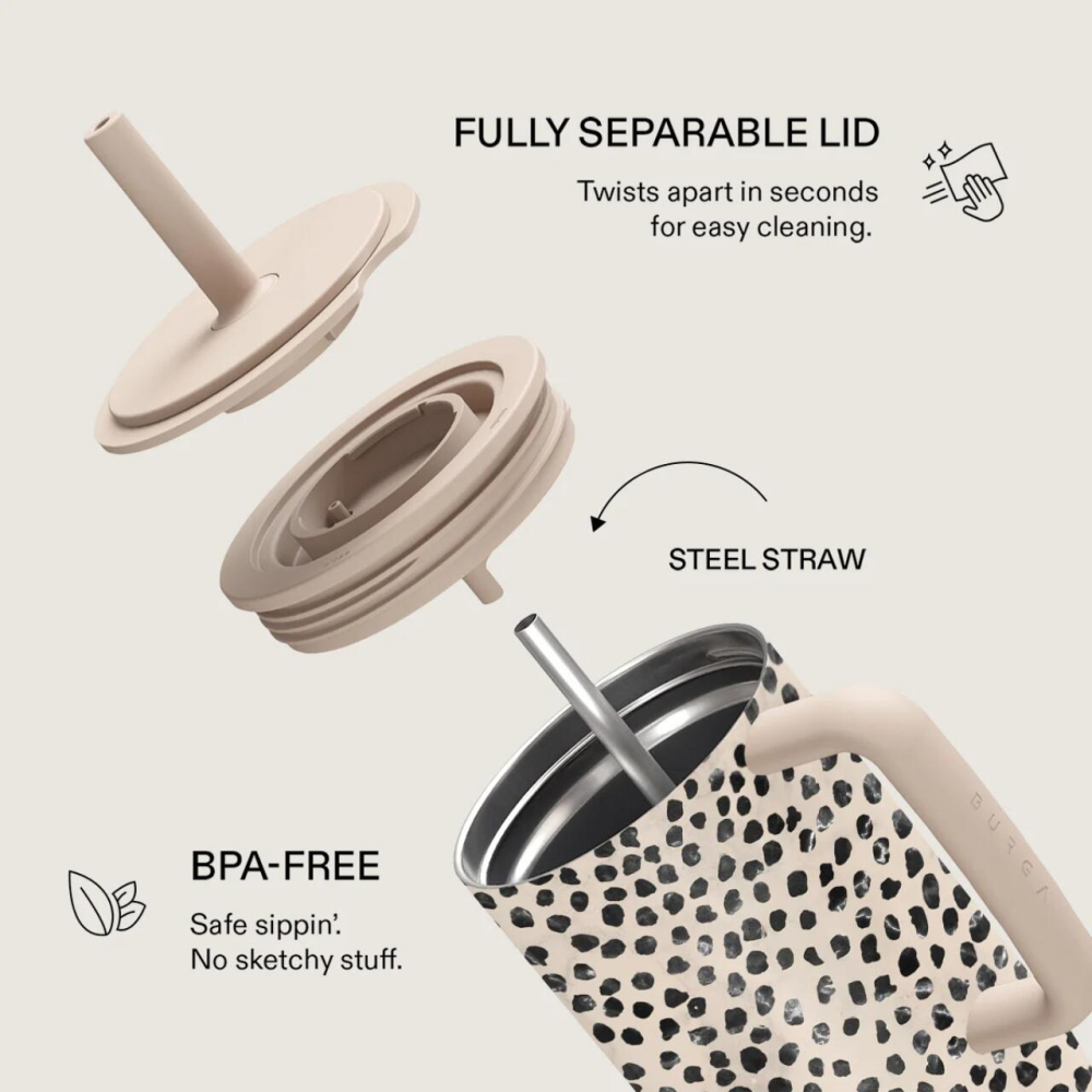 Burga Cana Termos Almond Latte 1.2 L cu capac anti scurgeri si pai reutilizabil, inox [6]