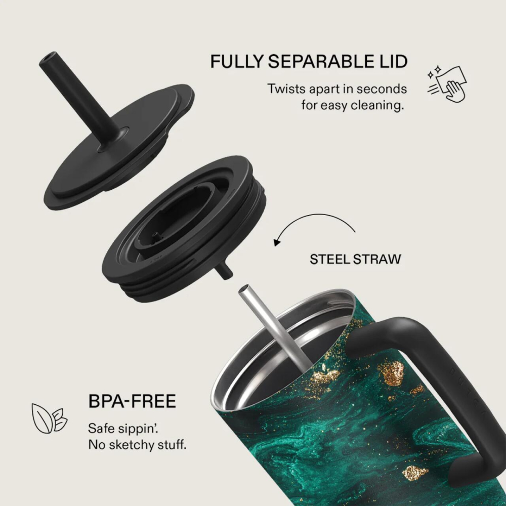 Burga Cana Termos Emerald Pool 1.2 L cu capac anti scurgeri si pai reutilizabil, inox [7]