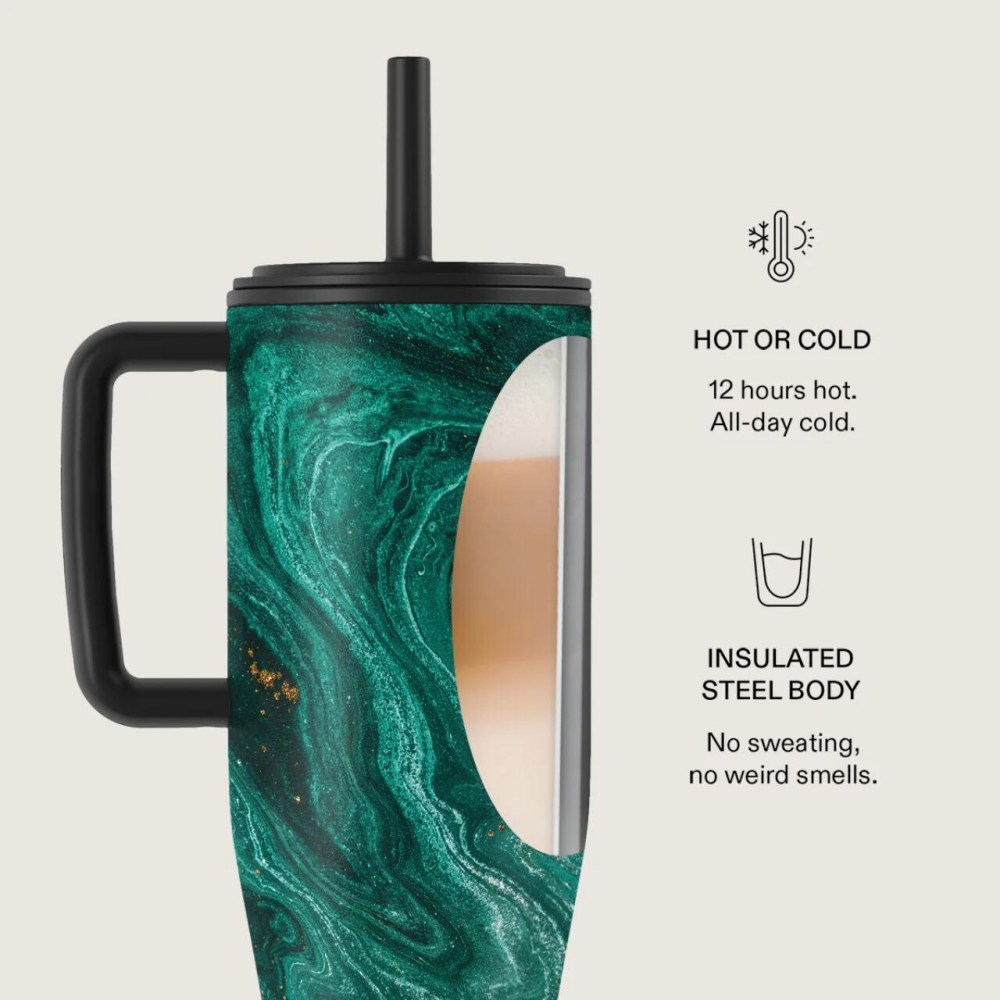 Burga Cana Termos Emerald Pool 1.2 L cu capac anti scurgeri si pai reutilizabil, inox [6]