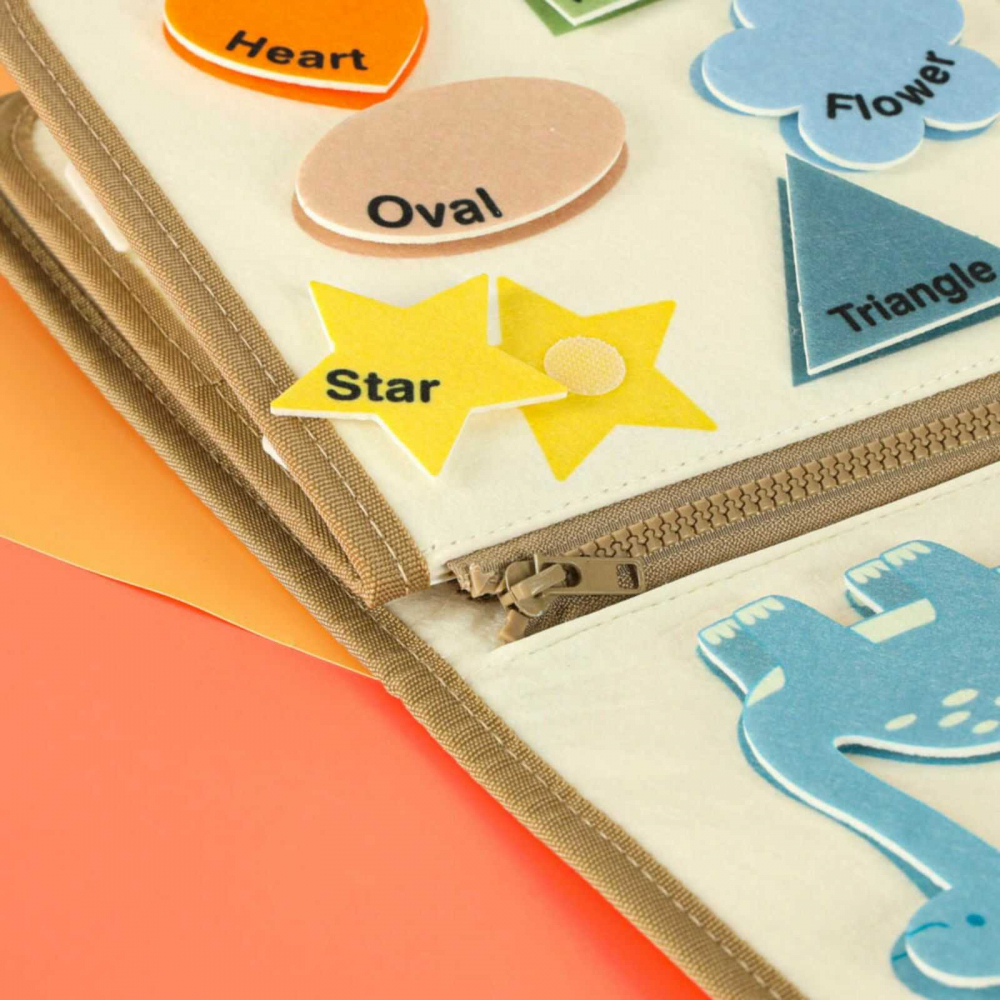 Busy Board Montessori cu Activitati si Dinozauri, Jucarie Senzoriala Portabila, 3 ani+ [9]