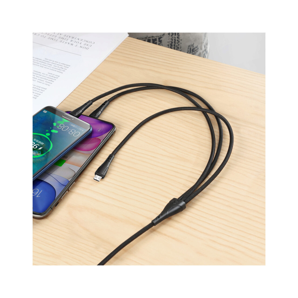 Cablu 3 in 1 Lightning & MicroUSB & Type-C Mcdodo Mamba Series Black (max 3A, 1.2m) [7]