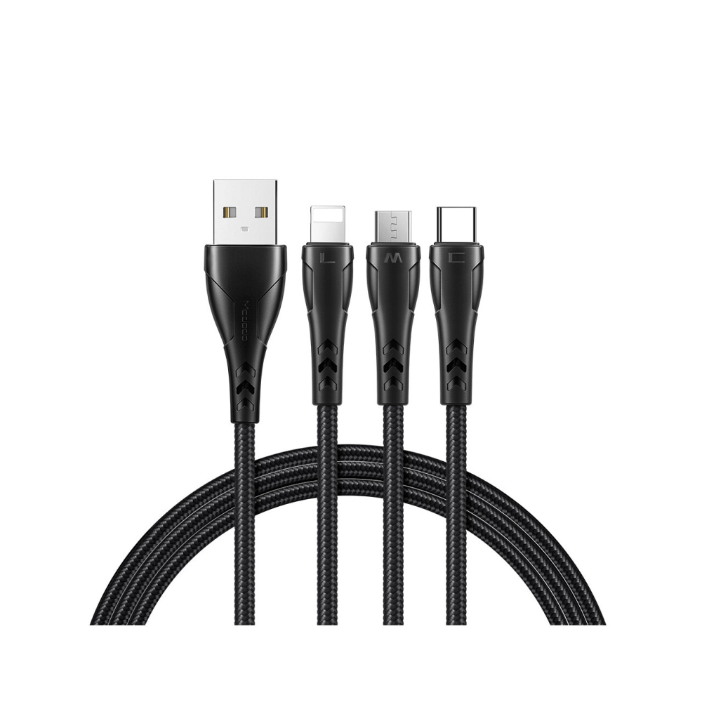 Cablu 3 in 1 Lightning & MicroUSB & Type-C Mcdodo Mamba Series Black (max 3A, 1.2m) [2]