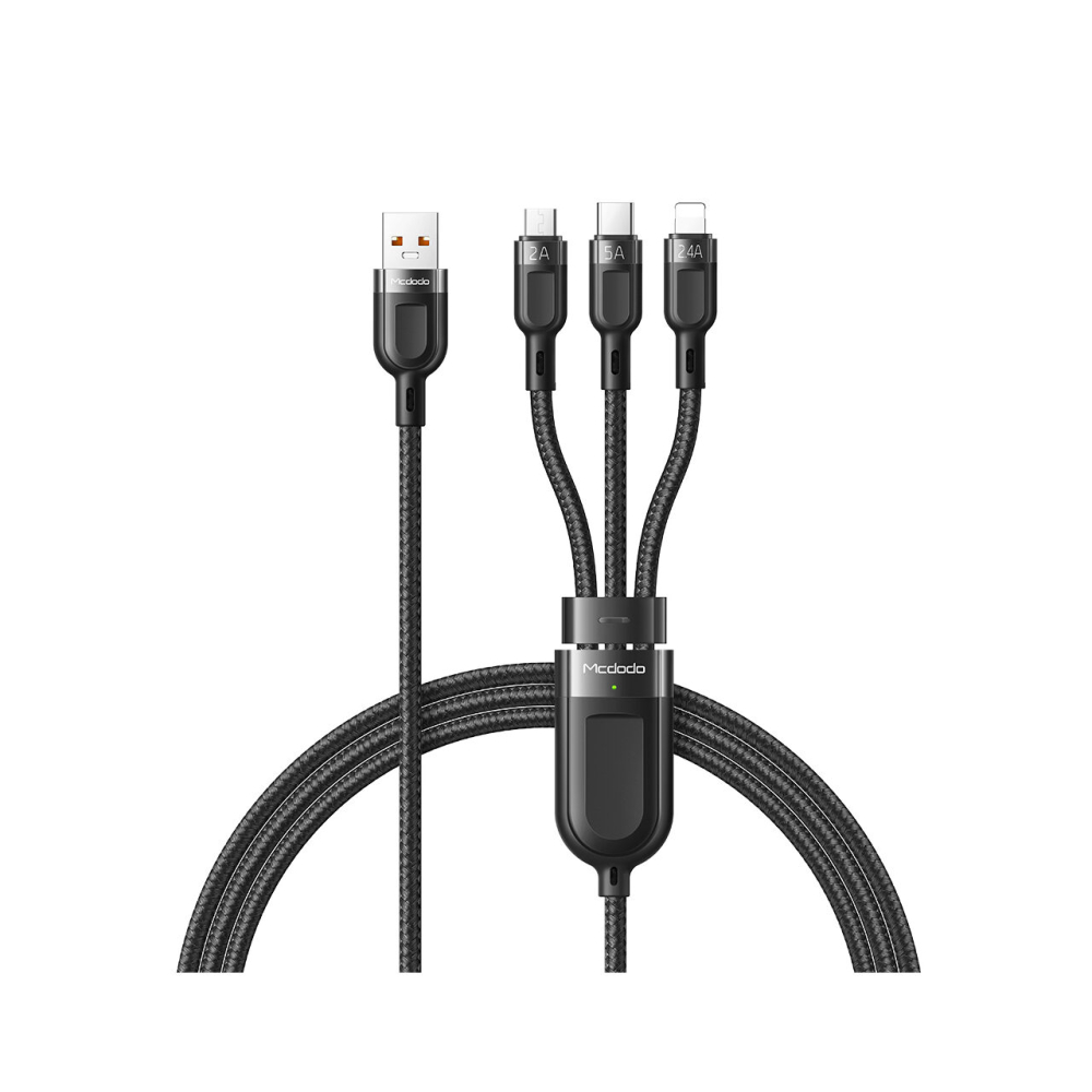 Cablu 3 in 1 Lightning & MicroUSB & Type-C Mcdodo Super Fast Charging Black (5A, 1.2m) [4]
