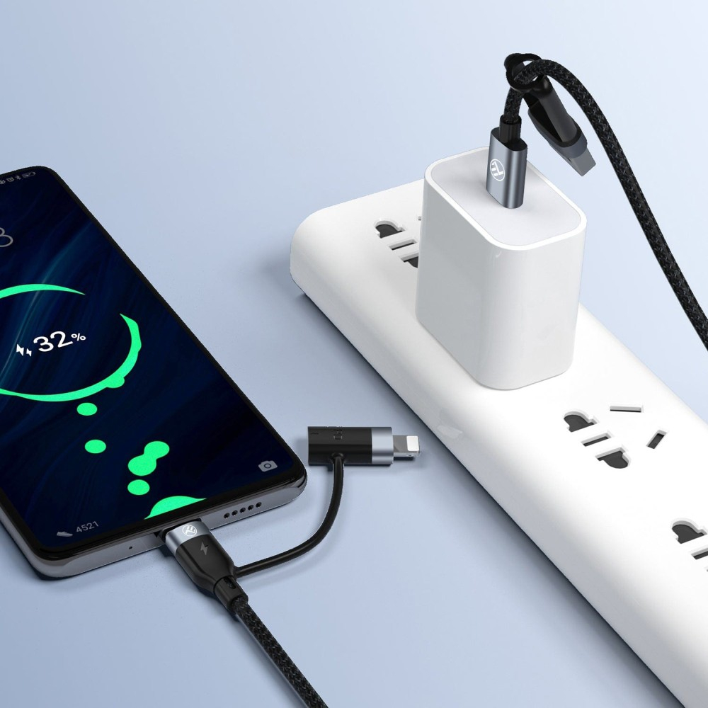 Cablu 4in1 Tellur USB/Type-C to Type-C (PD65W)/Lightning (PD20W), 1m, negru [5]