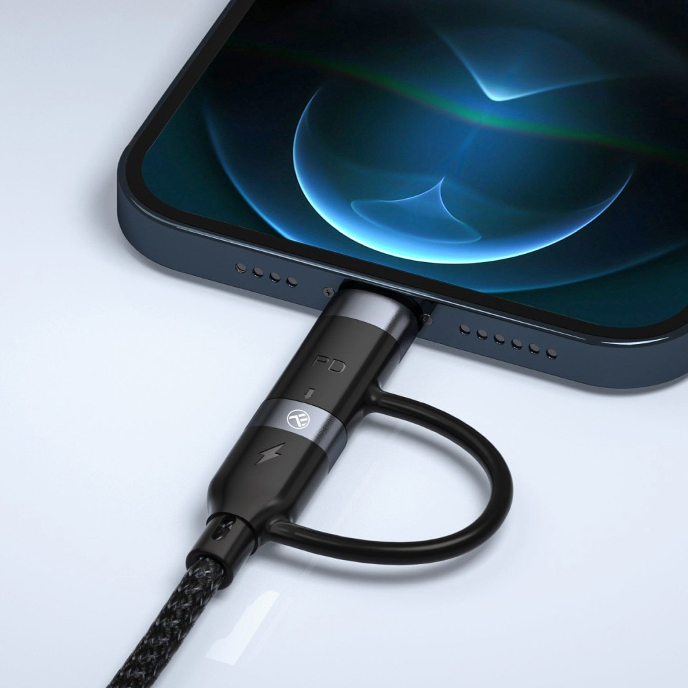 Cablu 4in1 Tellur USB/Type-C to Type-C (PD65W)/Lightning (PD20W), 1m, negru [6]