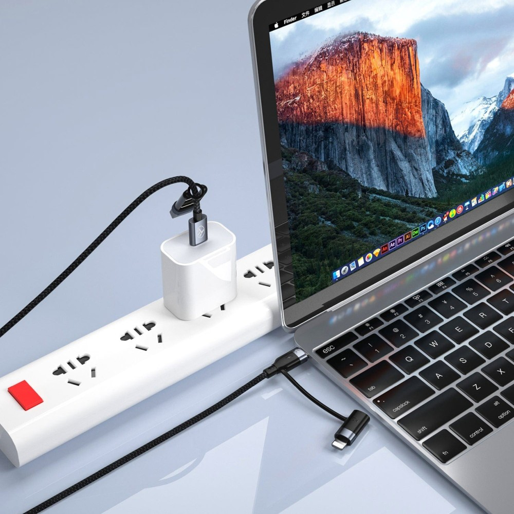 Cablu 4in1 Tellur USB/Type-C to Type-C (PD65W)/Lightning (PD20W), 1m, negru [3]