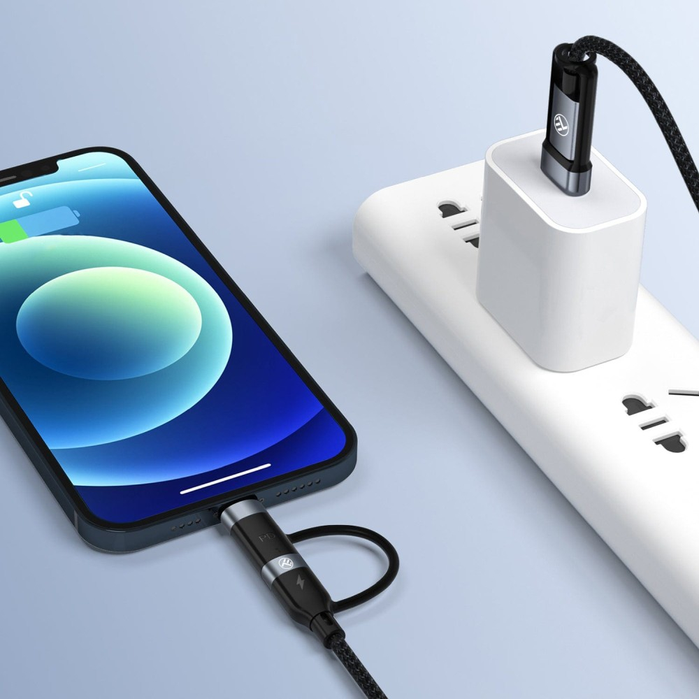 Cablu 4in1 Tellur USB/Type-C to Type-C (PD65W)/Lightning (PD20W), 1m, negru [7]