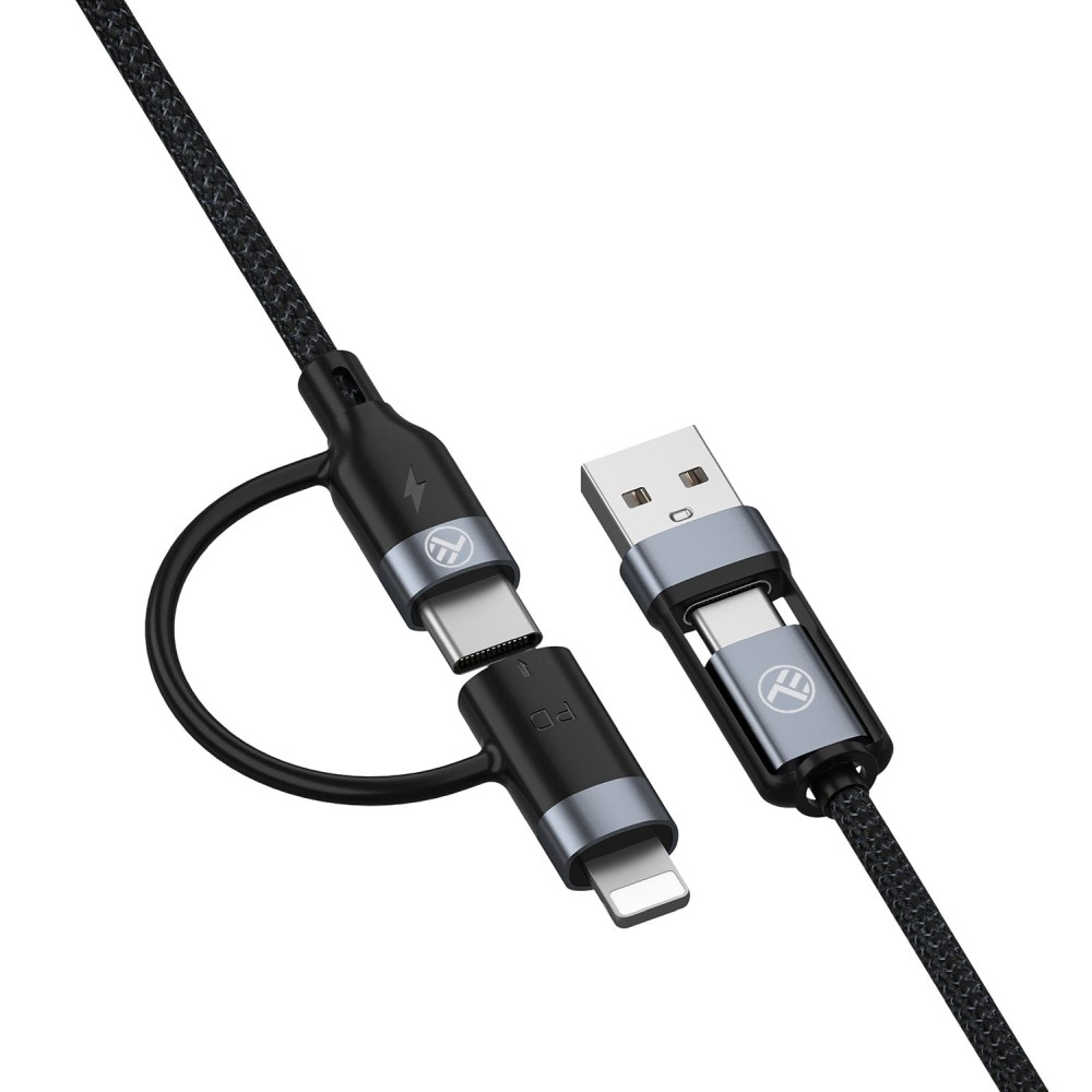 Cablu 4in1 Tellur USB/Type-C to Type-C (PD65W)/Lightning (PD20W), 1m, negru [2]