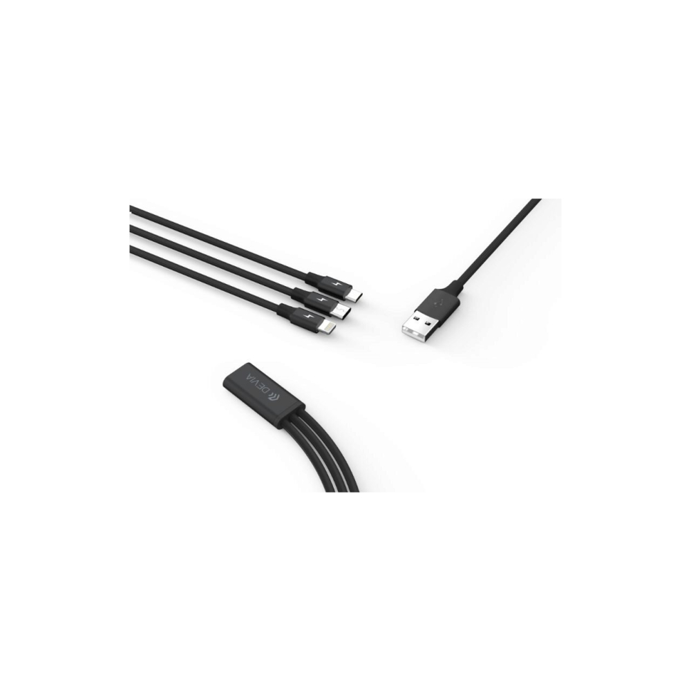 Cablu Devia Kintone Series 3 In 1 Tube USB la Lightning, MicroUSB si Type-c, 1.2m, Black [1]