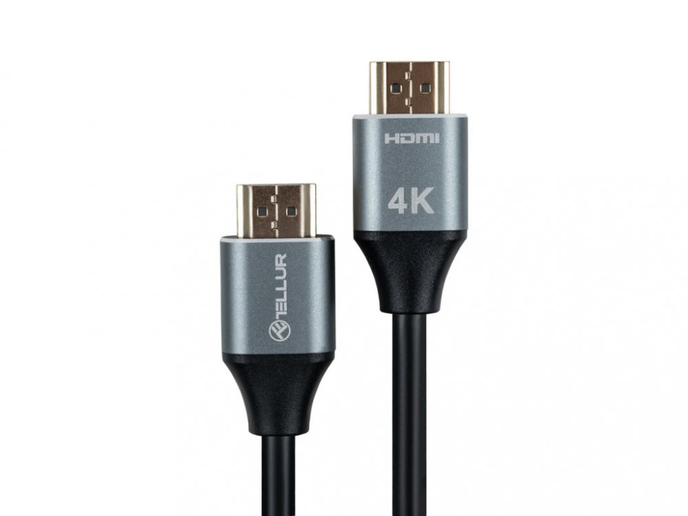 Cablu High Speed HDMI 2.0 Tellur, 4K, 18Gbps, tată-tată, Ethernet, aurit, 3m, negru [1]