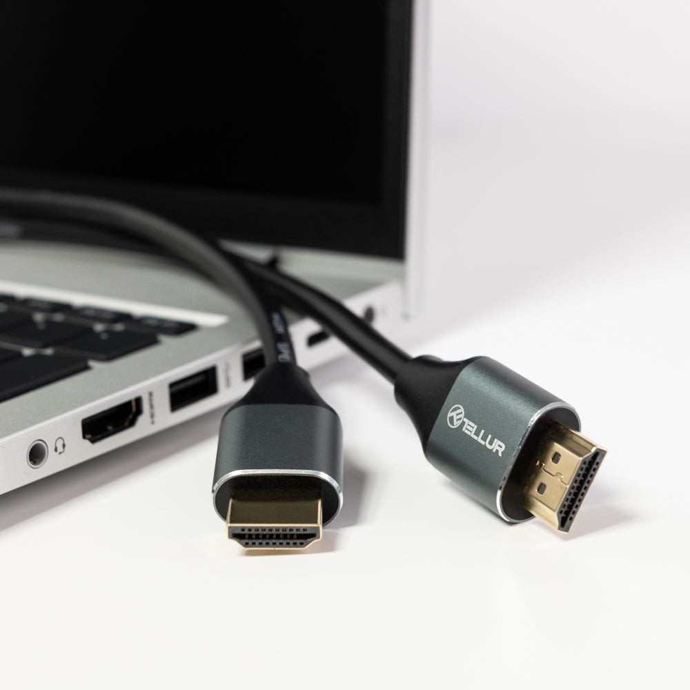 Cablu High Speed HDMI 2.0 Tellur, 4K, 18Gbps, tată-tată, Ethernet, aurit, 3m, negru [4]
