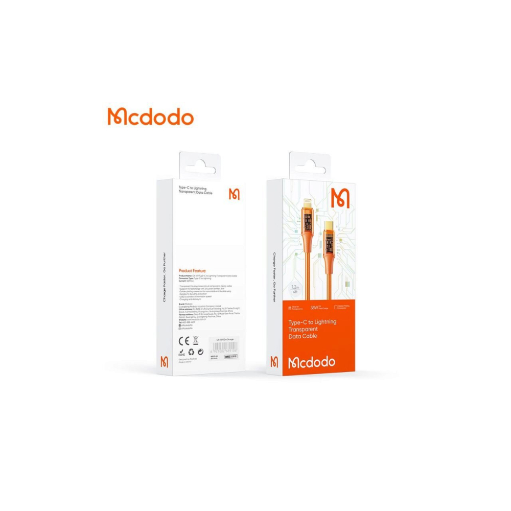 Cablu Mcdodo Amber Series Fast Charging Type-C la Lightning ,36W, 1,2m Orange [7]