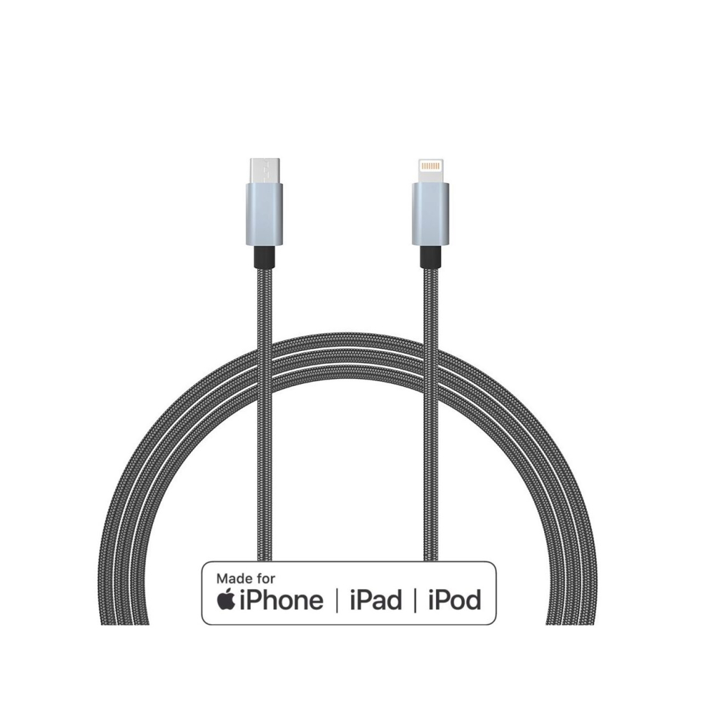 Cablu MFI Lightning la Type-C Lemontti Quick Charge 1.5m, Gri [14]