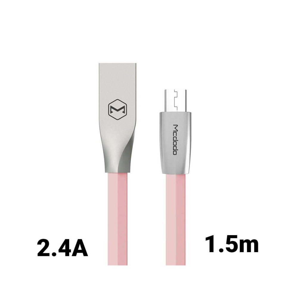 Cablu MicroUSB Mcdodo Zn-Link Silver Pink (1.5m, 2.4A max) [10]