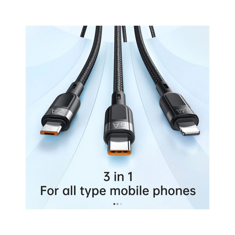 Cablu Super Fast Charging Lightning, MicroUSB si Type-C Mcdodo Grenade Series 3 in 1, 1.2m, Black [1]