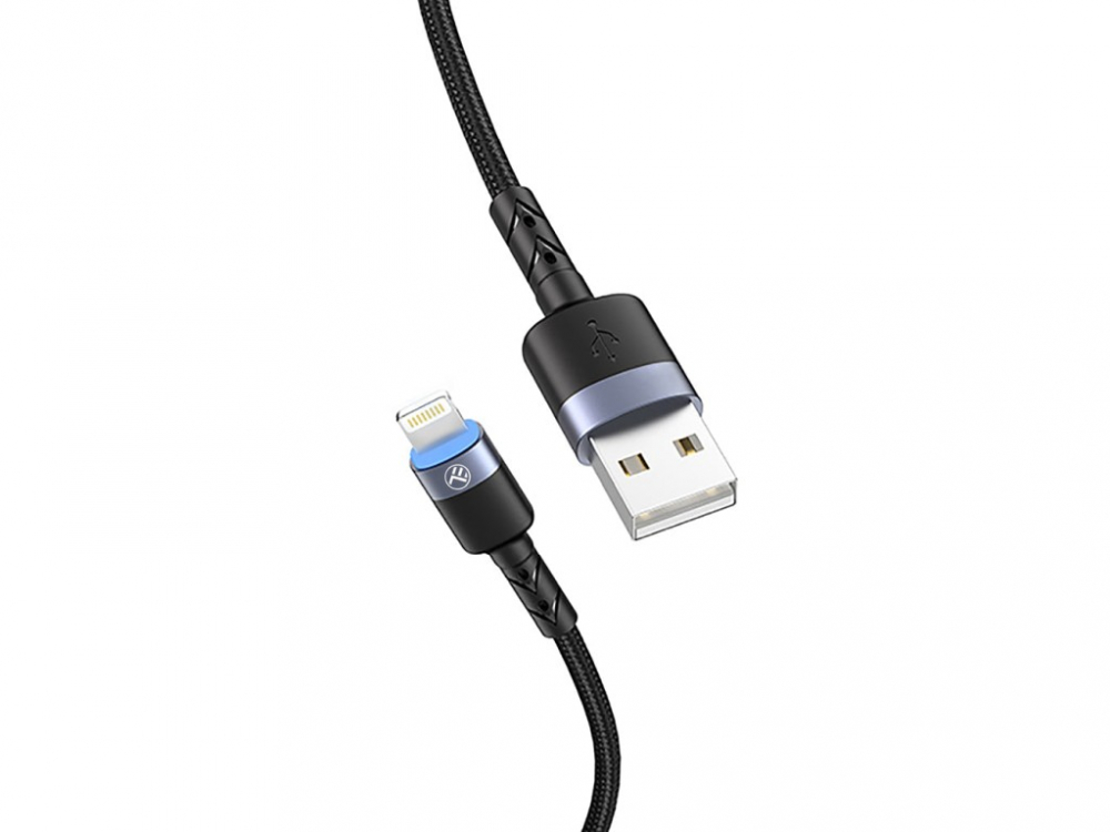 Cablu Tellur Lightning cu LED, 3A nailon, 1.2m, negru [2]