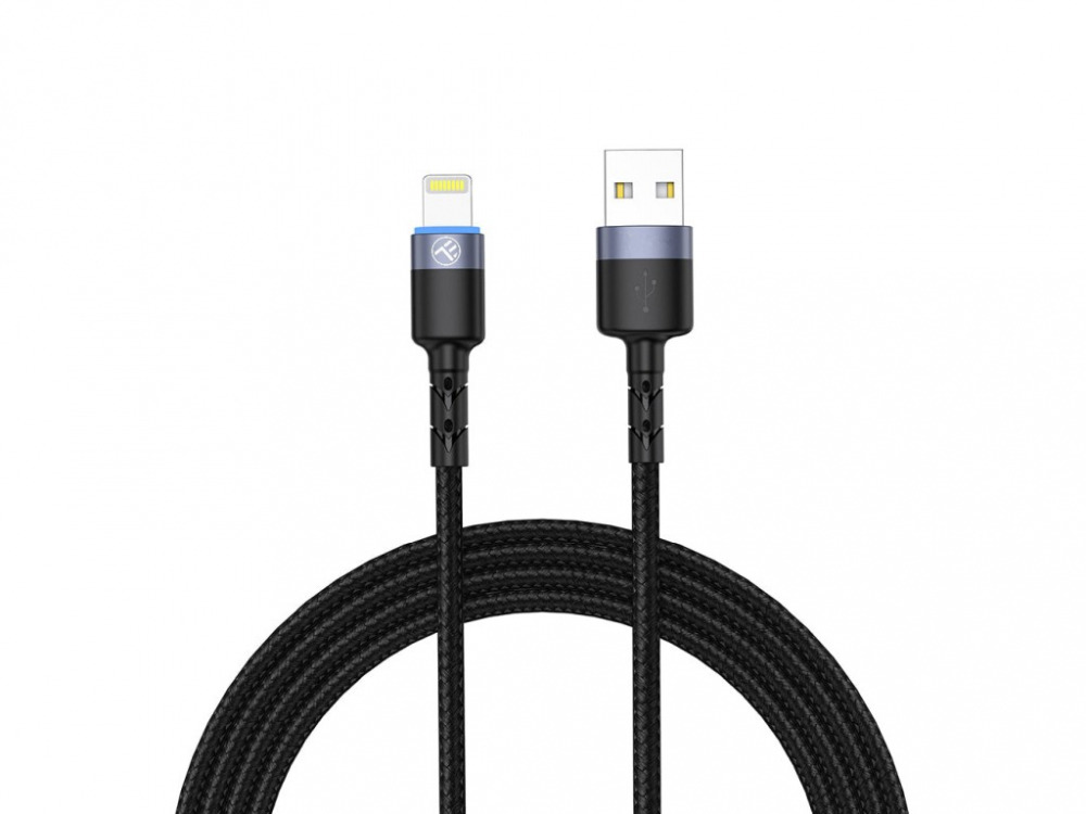 Cablu Tellur Lightning cu LED, 3A nailon, 1.2m, negru [1]