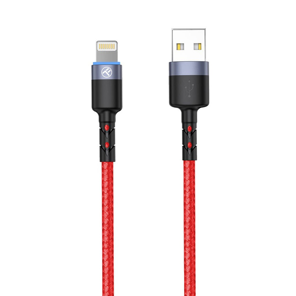 Cablu Tellur Lightning cu LED, 3A, nailon, 1.2m, roșu [6]