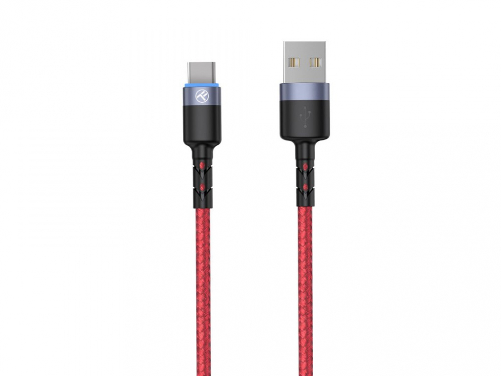 Cablu Tellur Type-C cu LED, 3A, nailon, 1.2m, roșu [5]