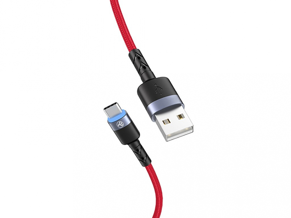 Cablu Tellur Type-C cu LED, 3A, nailon, 1.2m, roșu [2]