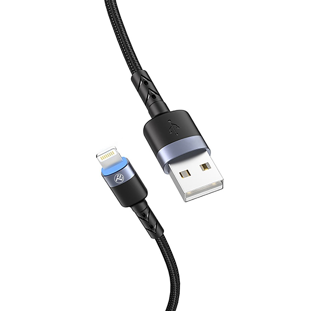 Cablu Tellur USB to Lightning cu LED, 2A, nailon, 2m, nailon, negru [2]