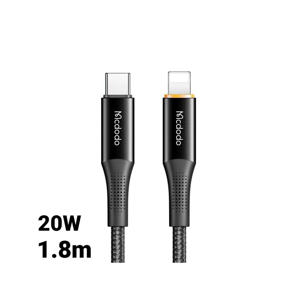Cablu Type-C la Lightning Mcdodo PD Fast Charge Black, 20W, 1.8m, indicator led [4]