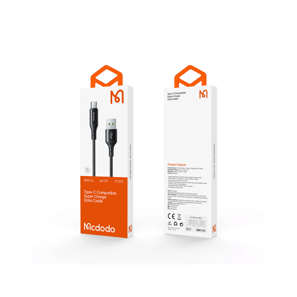 Cablu Type-C Mcdodo Nest Series Full Compatible Black (1.5m, 5A, 65W) [11]
