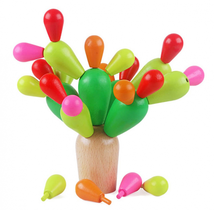 Joc din lemn constructii, echilibru si imaginatie - Cactus. [2]