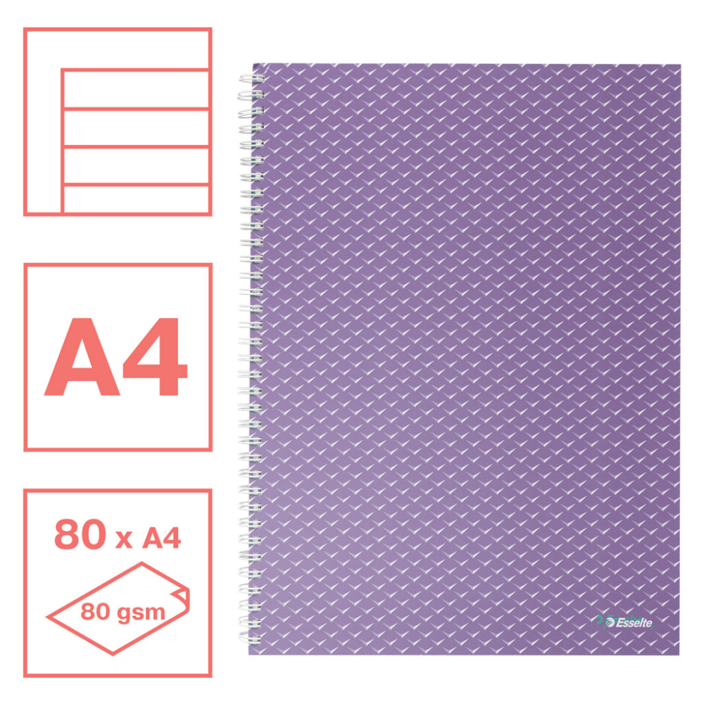 Caiet birou spira a4 80 file dictando lavanda coperta carton colour'breeze esselte [2]