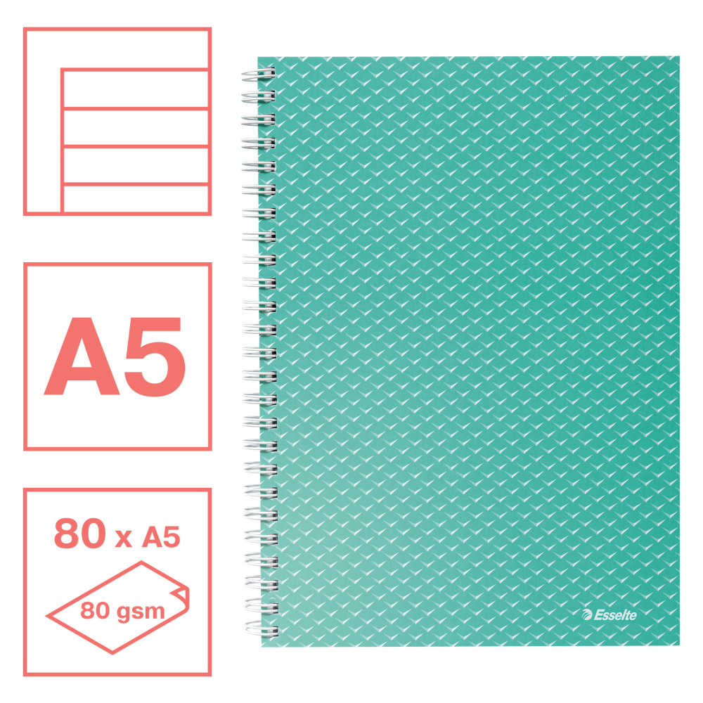 Caiet birou spira a5 80 file dictando verde coperta carton colour'breeze esselte [2]