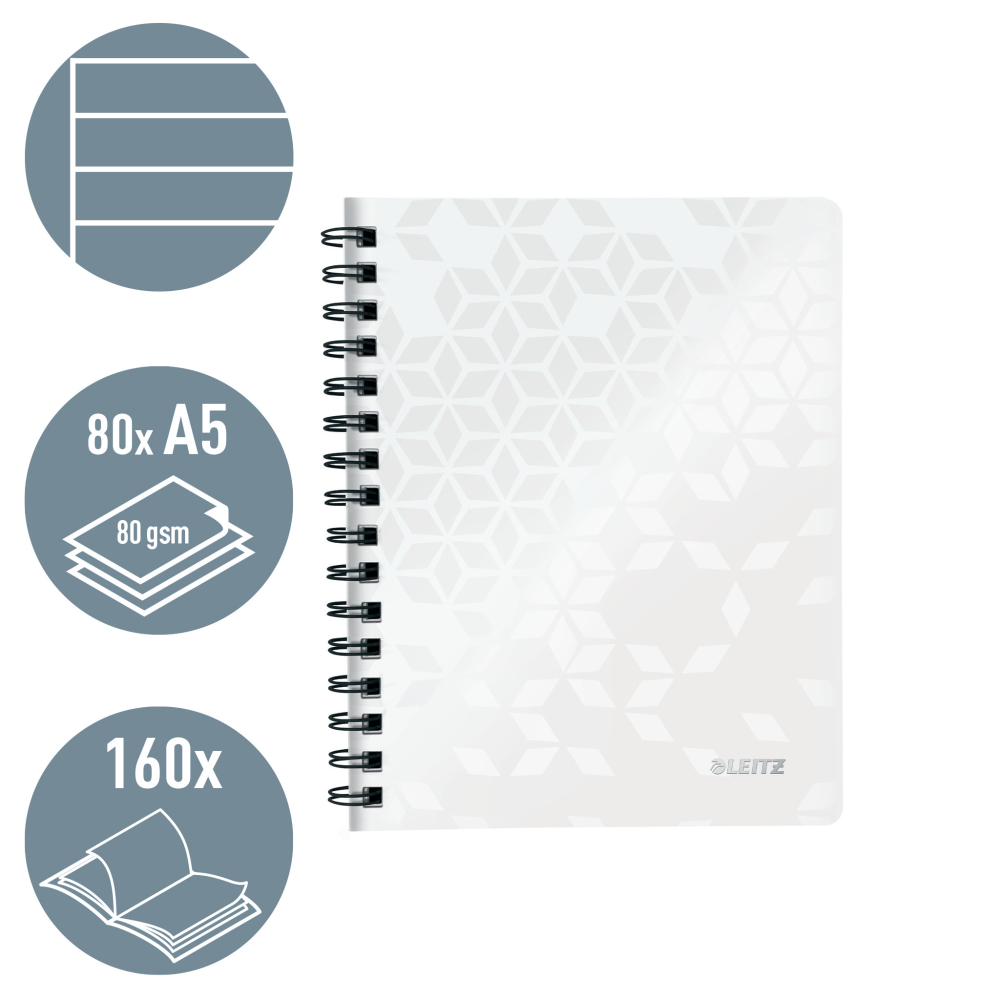 Caiet birou spira a5 dictando alb coperta pp wow leitz [3]