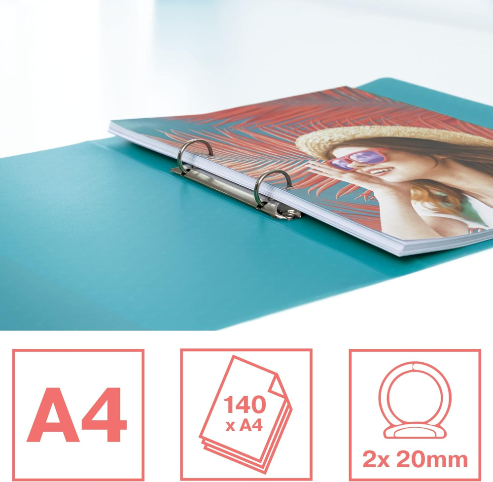 Caiet mecanic a4 2 inele 25mm/32mm coperta flexibila albastru colour'breeze esselte [2]